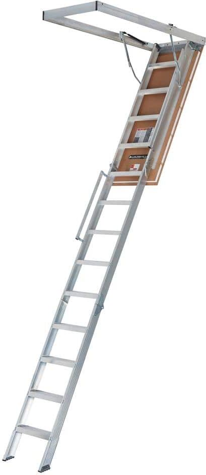 Louisville Ladder Energy Efficient 10 ft.- 12 ft., 22.5 in. x 63 in. Insulated Aluminum Attic Ladder with 375 lbs. Type IAA Load Capacity