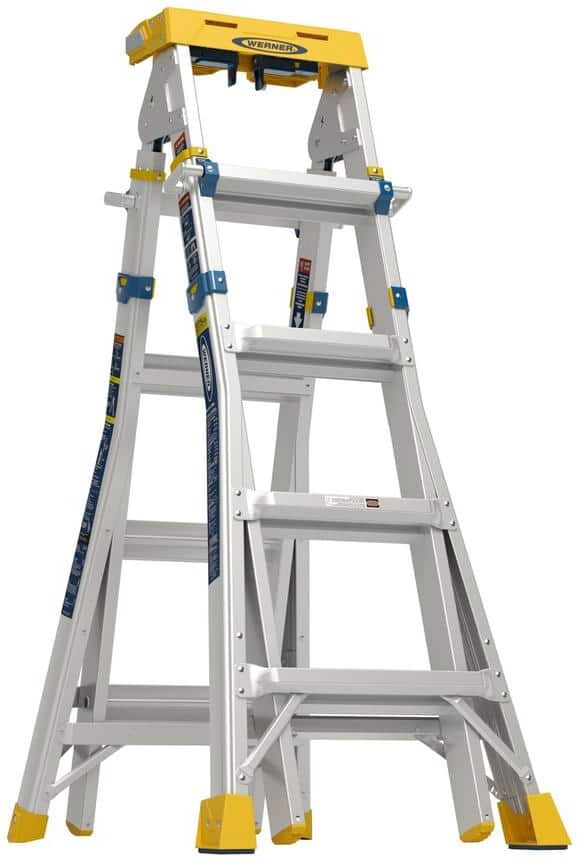 Werner 18ft Reach Aluminum 6-in-1 Multi-Max Pro Multi-Position Ladder, 375lbs. Load Capacity Type IAA Duty Rating