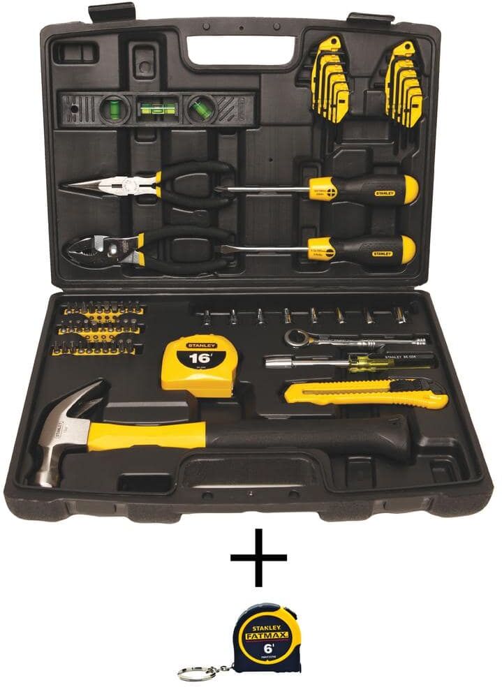 Stanley Home Tool Kit (65-Piece) and FATMAX 6 ft. x 1/2 in. Keychain Pocket Tape Measure