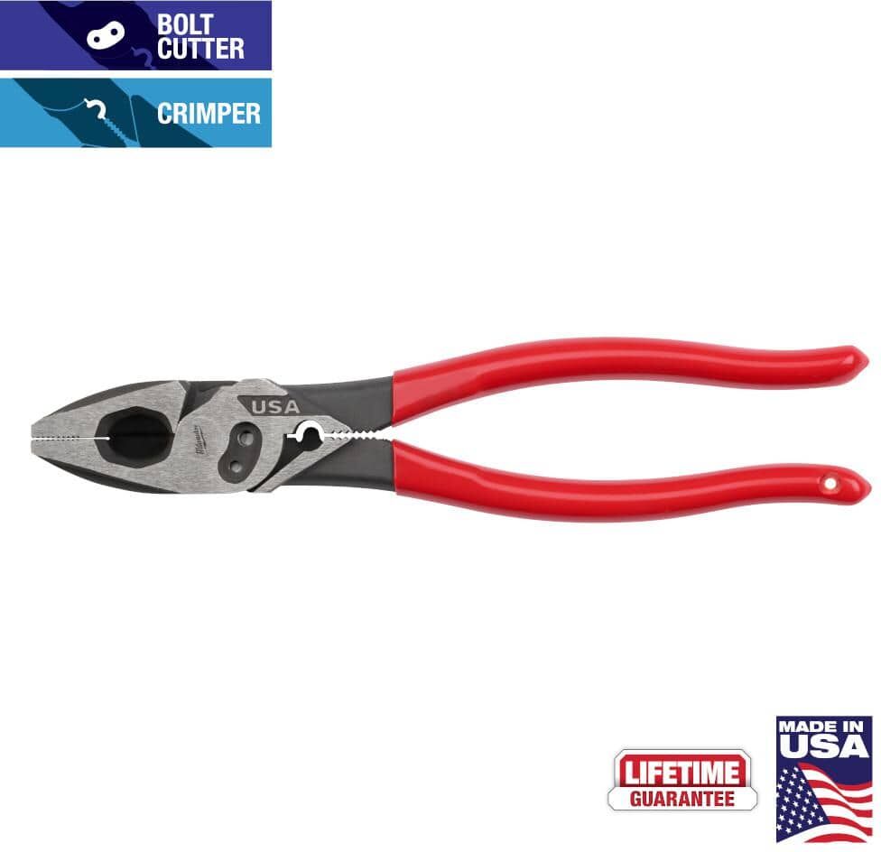 Milwaukee 9 in. Lineman's Pliers with Crimper / Bolt Cutter and Dipped Grip