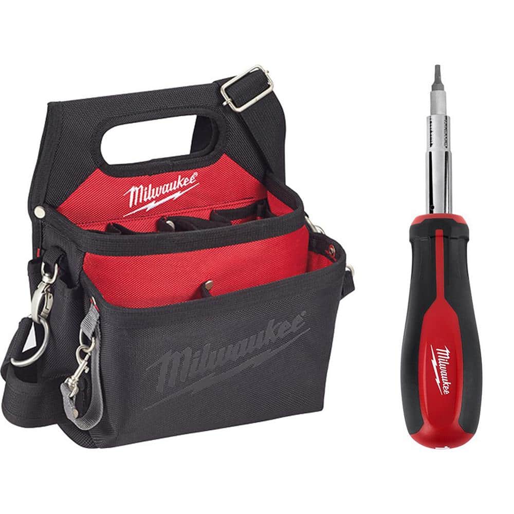 Milwaukee 15-Pocket Electricians Tool Pouch/Holster with Quick Adjust Belt and 11-in-1 Multi-Tip Screwdriver