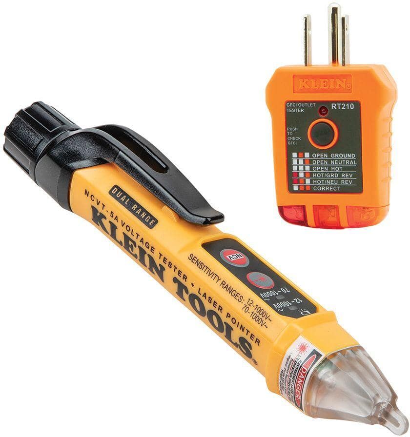 Klein Tools 2-Piece Non-Contact Voltage Tester with Laser Pointer and GFCI Outlet Tester Tool Set