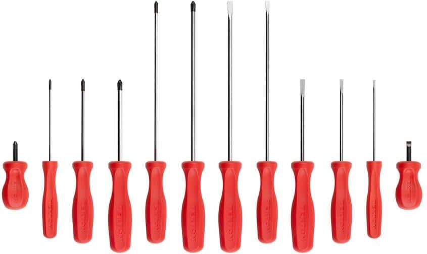 TEKTON Hard Handle Screwdriver Set, 12-Piece (#0-#2,1/8-1/4 in.)