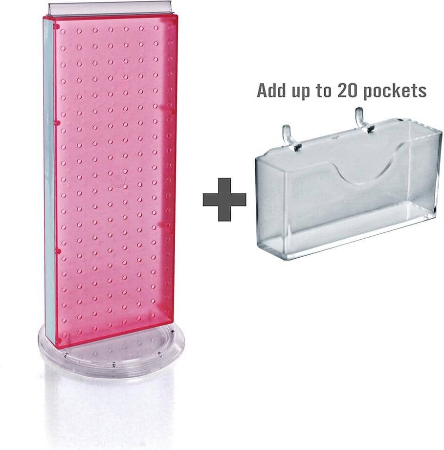 Azar Displays 21 in. H x 8 in. W Counter Pegboard Gift Card Holder in Pink (20-Pockets)