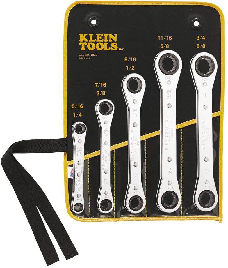 Klein Tools 5-Piece Ratcheting Box Wrench Set