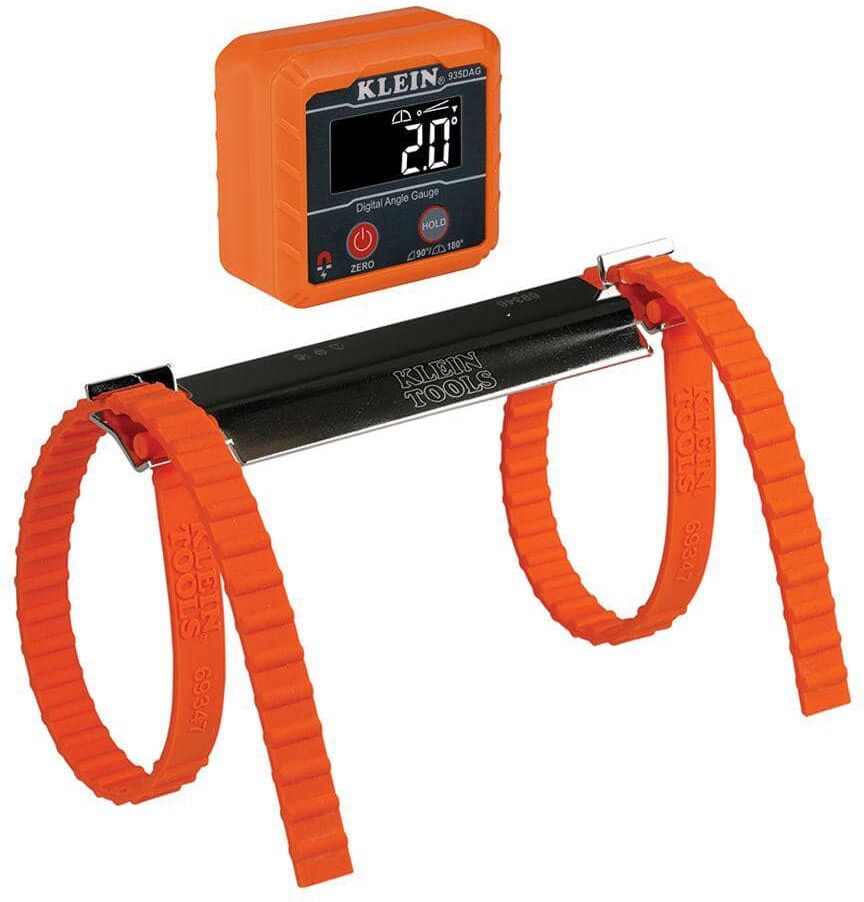 Klein Tools Digital Level and Angle Gauge with Plumbers Straps Tool Set, 2-Piece