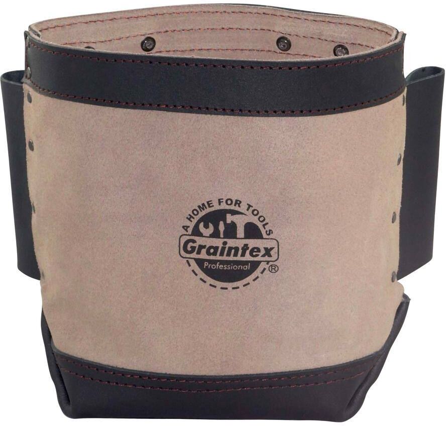 Graintex 9 in. Large Pocket Nut and Bolt Tool Bag with Webbing Tunnel Loops for Belt in Heavy-Duty Leather