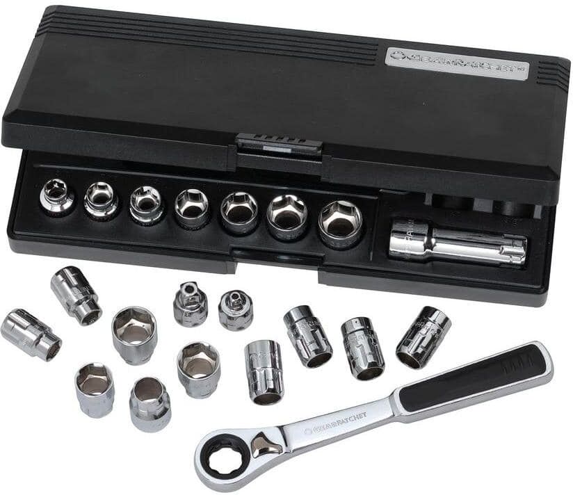 GEARWRENCH Pass-Thru 3/8 in. Drive 6-Point SAE/Metric GearRatchet and Socket Mechanics Tool Set (21-Piece)