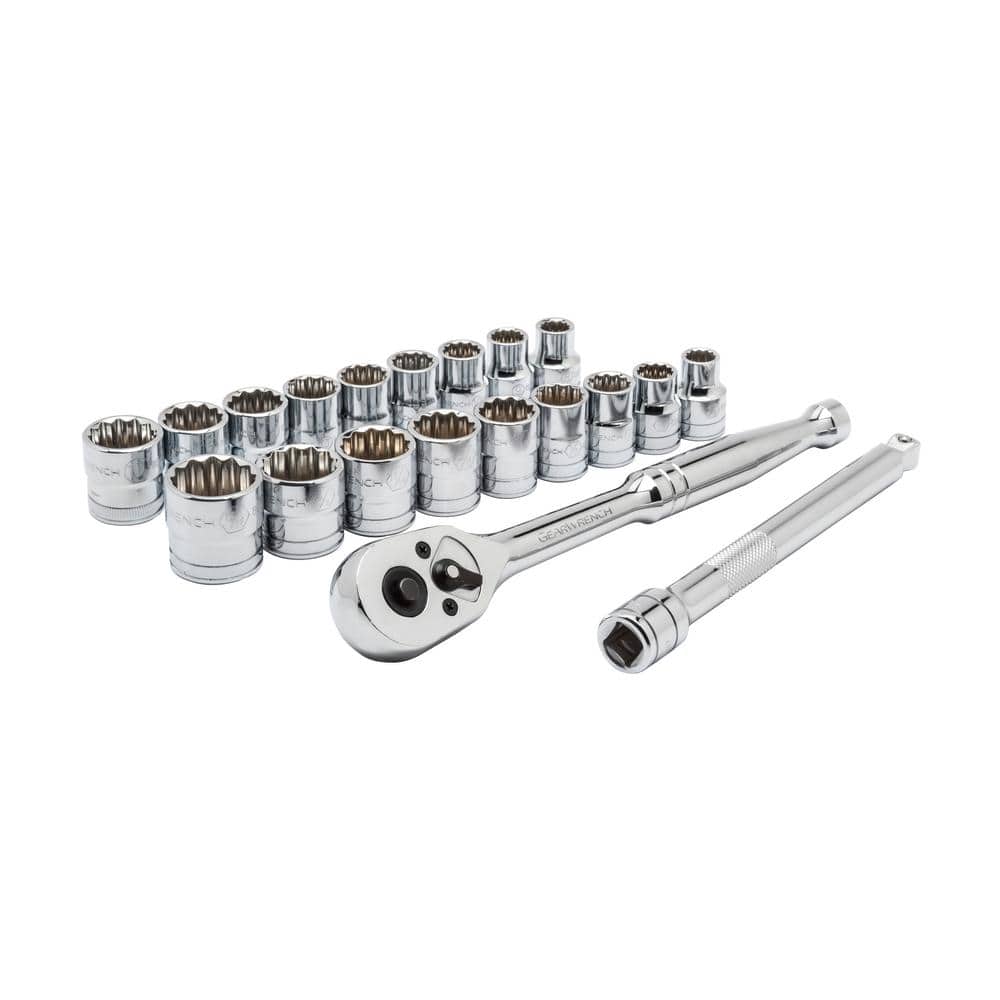 GEARWRENCH 3/8 in. Drive 12-Point SAE/Metric Ratchet and Socket Mechanics Tool Set (20-Piece)