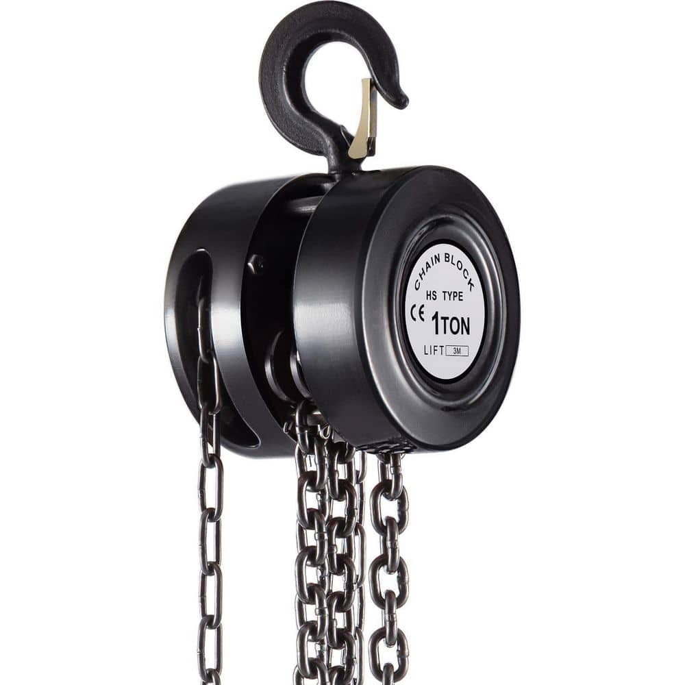 VEVOR 1-Ton 10 ft. Hand Chain Hoist Manual Hoist Lift with Industrial-Grade Steel Construction for Lifting Goods in Black