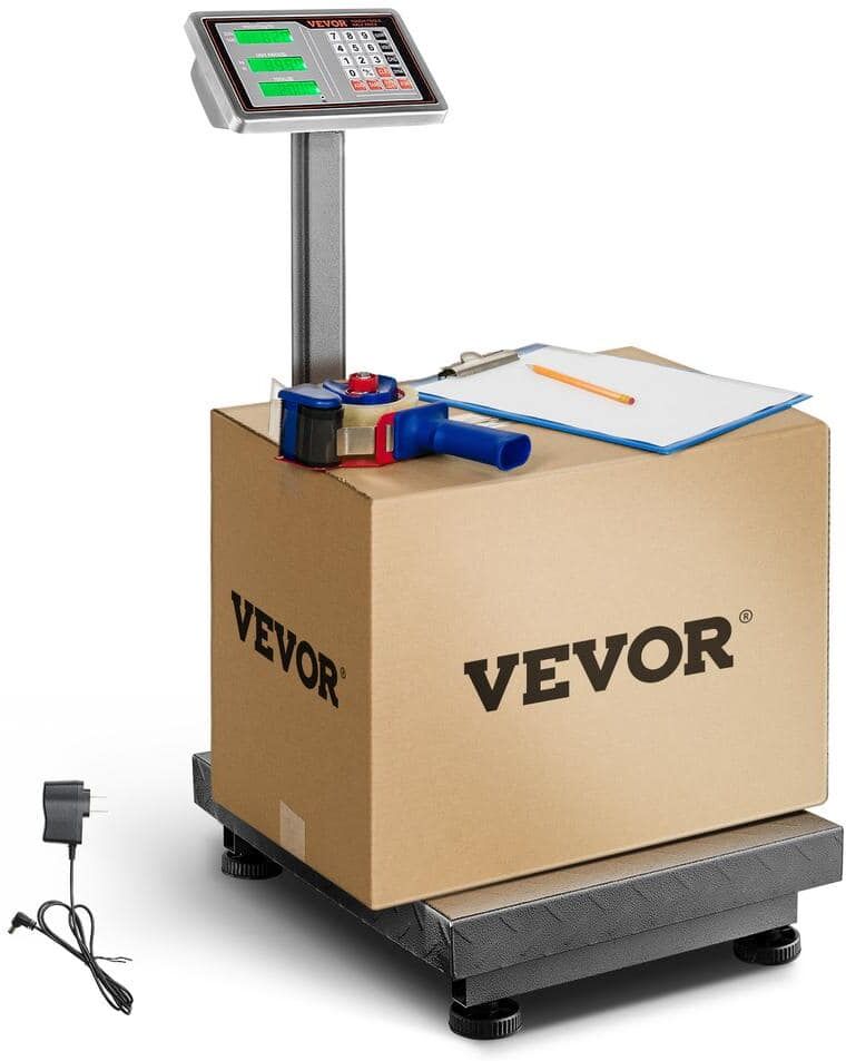 VEVOR Computing Digital Platform Scale 660 lbs. Load Stainless Steel Digital Scale High-Definition Display for Boxes, Luggages