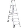 Werner 8 ft. Aluminum Platform Twin Step Ladder (14 ft. Reach Height) with Casters 300 lb. Load Capacity Type IA Duty Rating