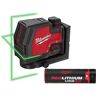 Milwaukee 100 ft. REDLITHIUM Lithium-Ion USB Green Rechargeable Cross Line Laser Level with Extra Battery