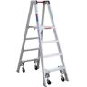 Werner 4 ft. Aluminum Platform Twin Step Ladder (10 ft. Reach Height) with Casters 300 lb. Load Capacity Type IA Duty Rating