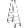 Werner 6 ft. Aluminum Platform Twin Step Ladder (12 ft. Reach Height) with Casters 300 lb. Load Capacity Type IA Duty Rating