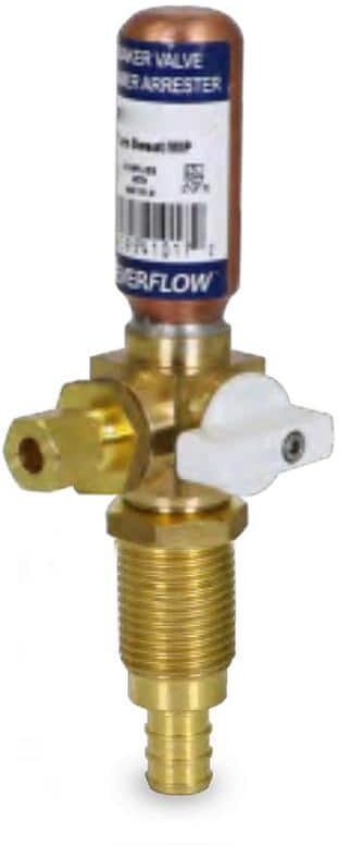 The Plumber's Choice 1/2 in. PEX B x 1/4 in. Brass Compression Icemaker Replacement Valve with Hammer Arrestor Lead Free