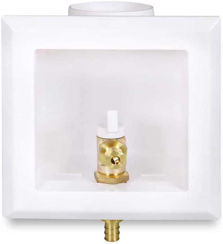 The Plumber's Choice 1/2 in. F1960 PEX Icemaker Outlet Box with Valve, White ABS Brass (Single)