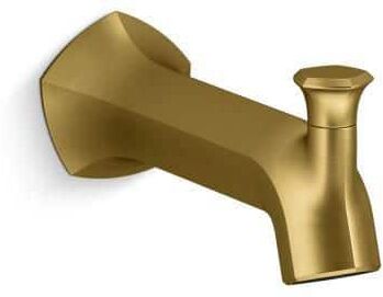 KOHLER Occasion Wall-Mount 8 in. Diverter Bath Spout with Straight Design in Vibrant Brushed Moderne Brass