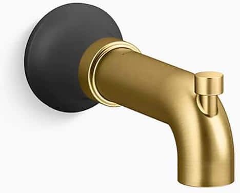 KOHLER Tone Wall-Mount Bath Spout with Diverter in Matte Black with Moderne Brass