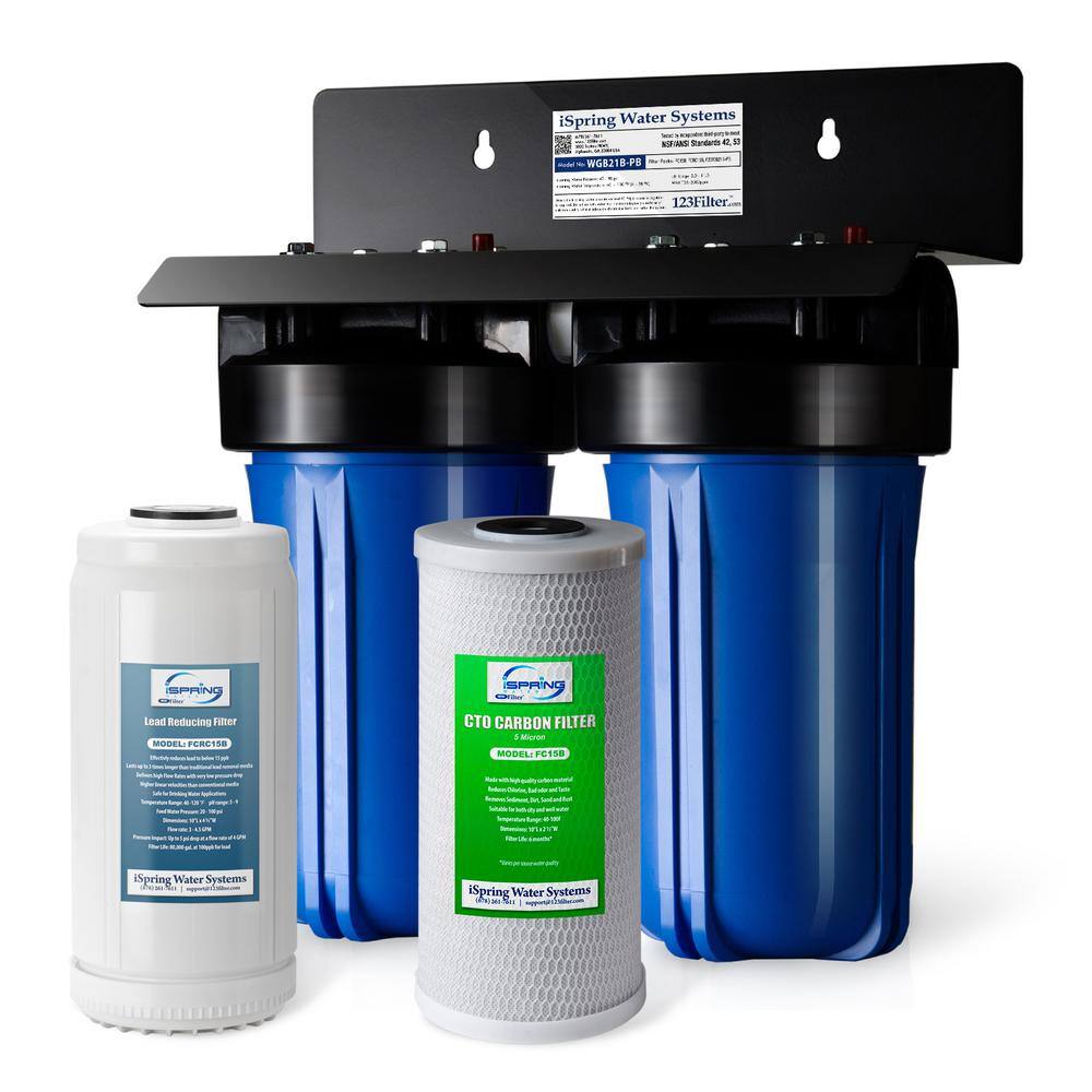ISPRING 2-Stage Whole House Water Filtration System with 10 in. x 4.5 in. Carbon Block and Lead Reducing Filters