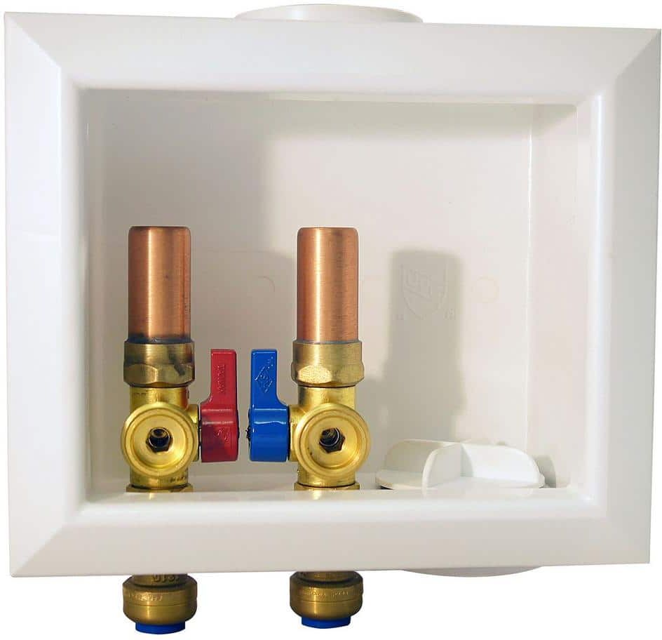 Tectite 1/2 in. Brass Push-to-Connect x 3/4 in. Male Hose Thread Washing Machine Outlet Box with Water Hammer Arrestors