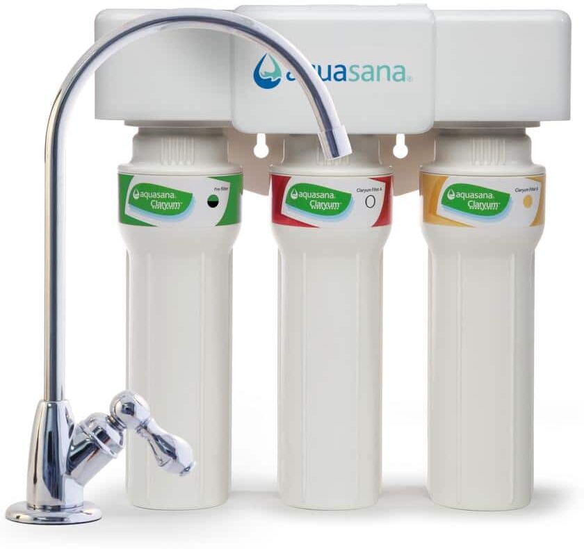 Aquasana 3-Stage Max Flow Under Counter Water Filtration System with Faucet in Chrome