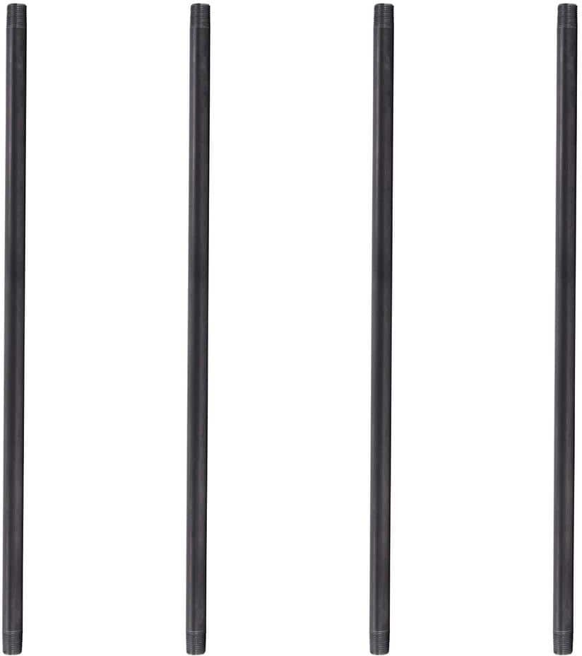 PIPE DECOR 3/4 in. x 72 in. Industrial Steel Grey Plumbing Pipe in Black (4-Pack)