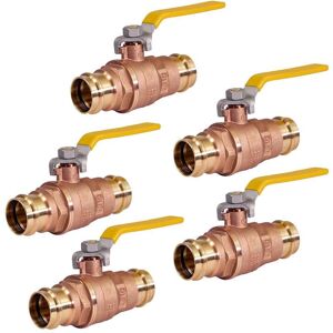 The Plumber's Choice 1 in. Brass Double-O-Ring Press Ball Valve (Pack of 5)