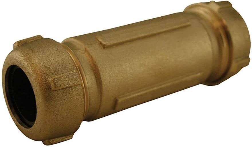 JONES STEPHENS 1 in. CTS or 3/4 in. IPS Bronze Coated Brass Compression Coupling (5 in. Length) for Pipe Repair