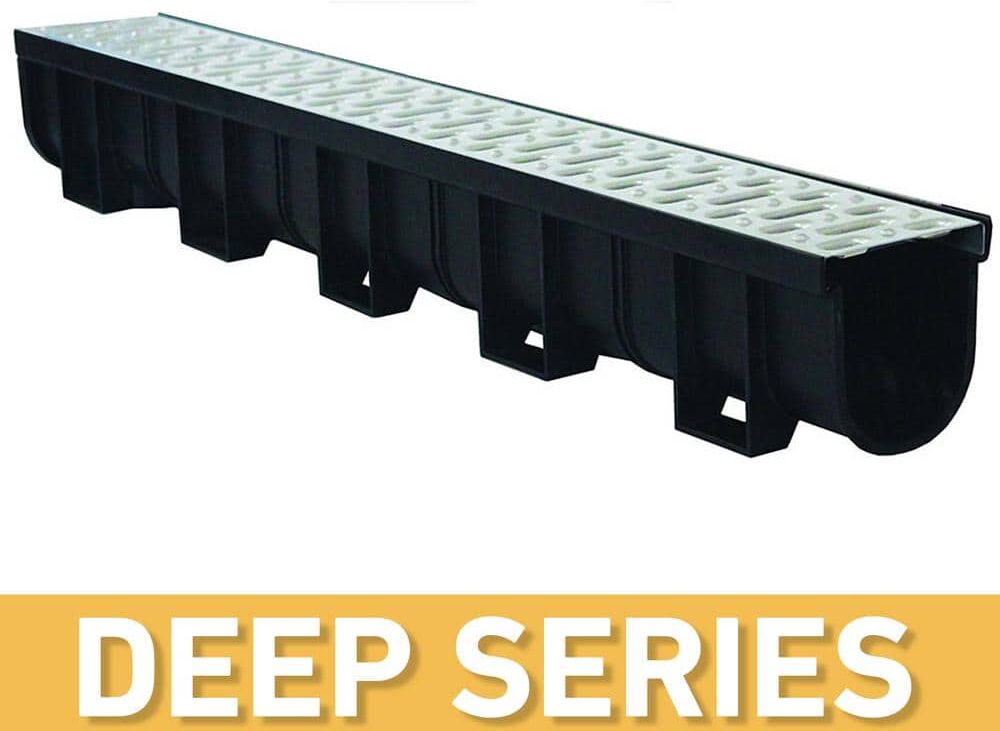 U.S. TRENCH DRAIN Deep Series 5.4 in. W x 5.4 in. D x 39.4 in. L Trench and Channel Drain Kit w/Stainless Steel Grate