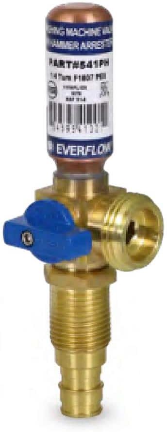 The Plumber's Choice 1/2 in. PEX A x 3/4 in. MHT Brass Washing Machine Replacement Valve with Hammer Arrestor Blue- for Cold Water Supply