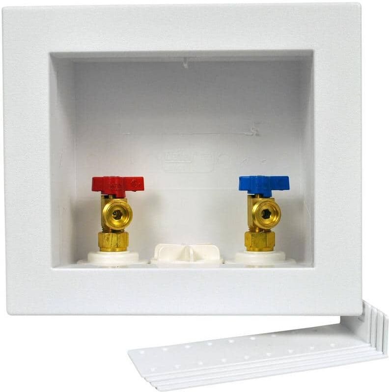 Oatey Quadtro 1/2 in. x 1/2 in. PEX Compatible Washing Machine Outlet Box with 1/4 Turn Valves