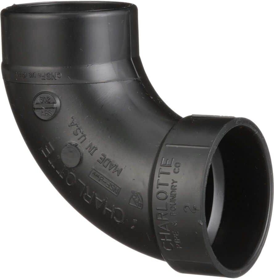 Charlotte Pipe 4 in. ABS DWV 90-Degree Hub x Spigot Elbow Fitting