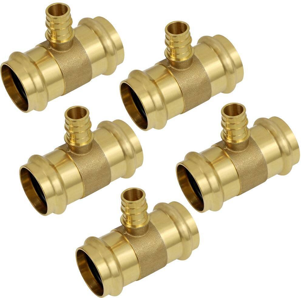 The Plumber's Choice 3/4 in. Pex A x 1-1/2 in. Press Lead Free Brass Tee Pipe Fitting (Pack of 5)