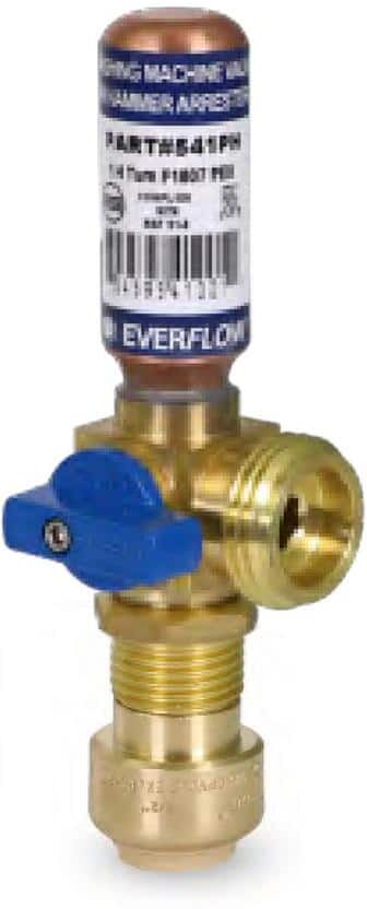 The Plumber's Choice 1/2 in. Push-Fit x 3/4 in. MHT Brass Washing Machine Replacement Valve with Hammer Arrestor Blue for Cold Water Supply