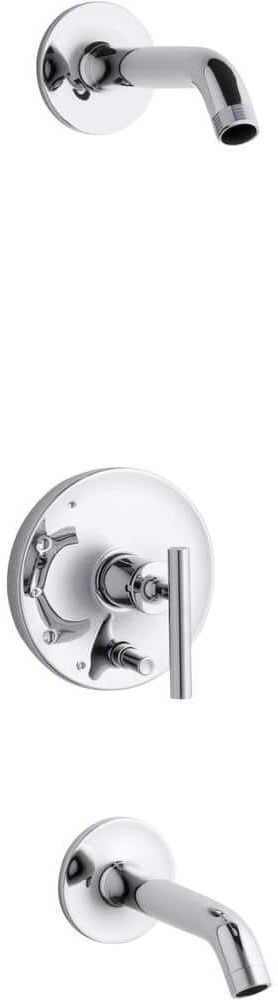 KOHLER Purist Lever 1-Handle Wall-Mount Trim Kit with Push Button Diverter in Polished Chrome (Valve Not Included)