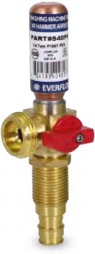 The Plumber's Choice 1/2 in. PEX A x 3/4 in. MHT Brass Washing Machine Replacement Valve with Hammer Arrestor Red- for Hot Water Supply