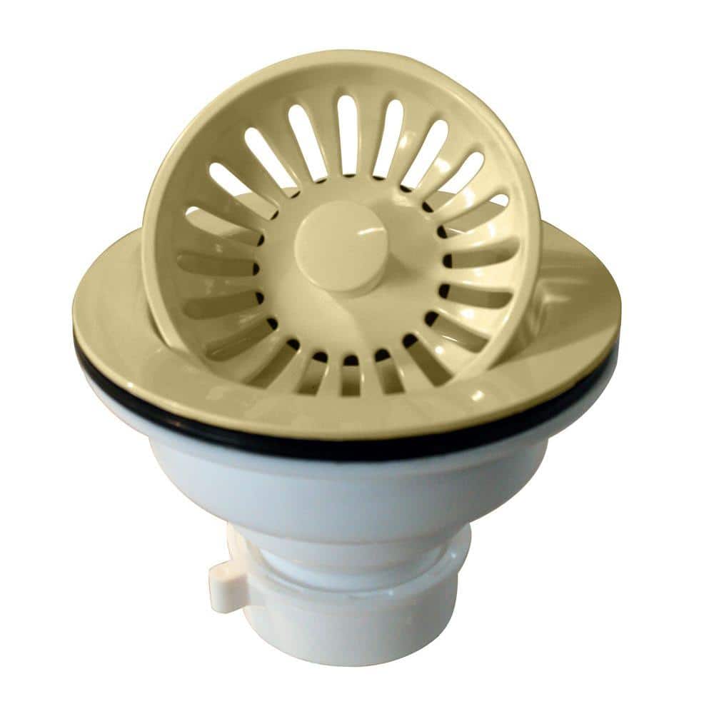 Westbrass 3-1/4 in. Push/Pull Basket Strainer in Powdercoated Almond