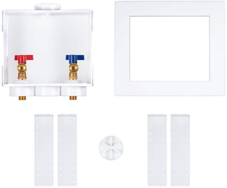 Oatey Quadtro 2 in. Copper Sweat Connection Washing Machine Outlet Box with 1/4 Turn Brass Screw-On Ball Valves