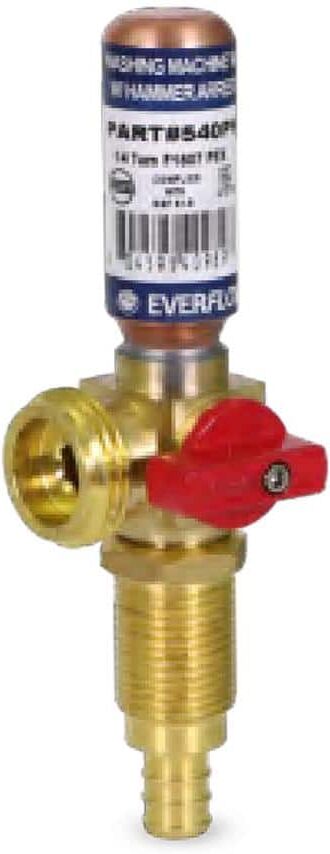 The Plumber's Choice 1/2 in. PEX B x 3/4 in. MHT Brass Washing Machine Replacement Valve with Hammer Arrestor Red- for Hot Water Supply