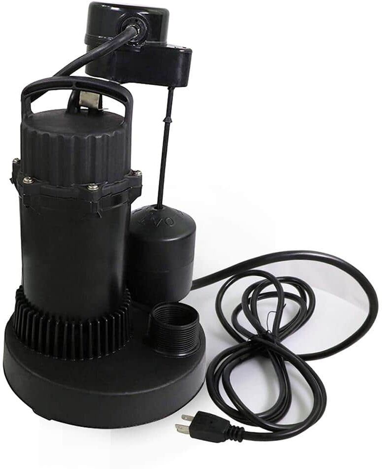 The Plumber's Choice 1/2 HP Heavy Duty Submersible Sump Pump Kit with Float Switch, Check Valve and Torque Wrench in Black (4-Piece)