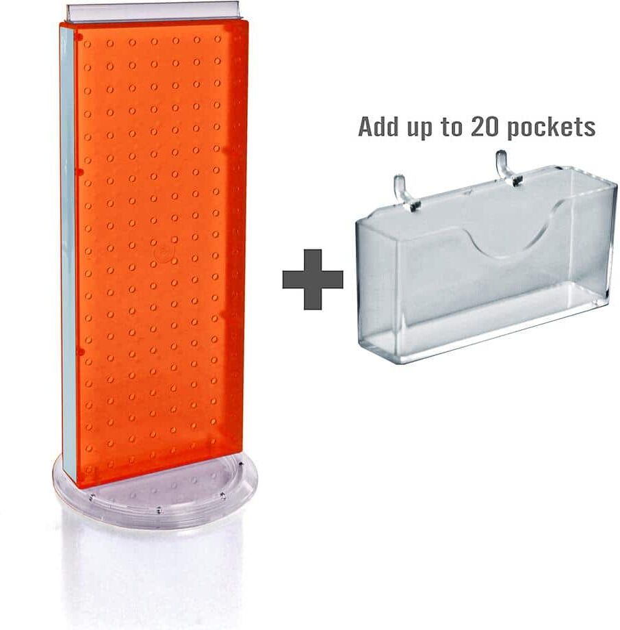 Azar Displays 21 in. H x 8 in. W Counter Pegboard Gift Card Holder in Orange (20-Pockets)