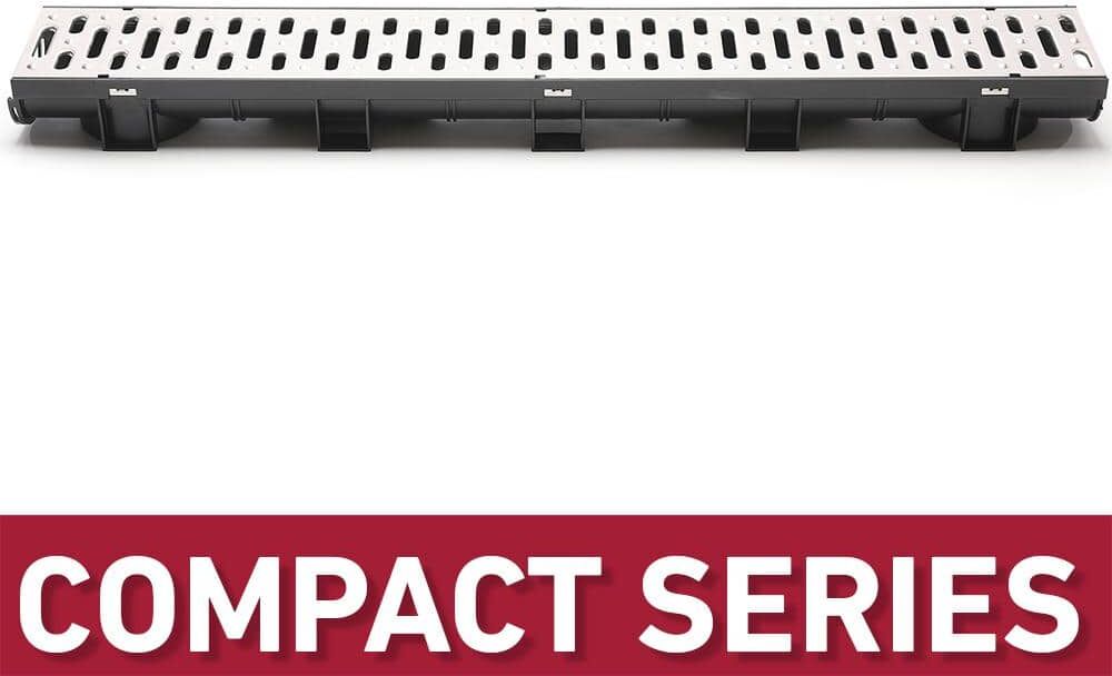 U.S. TRENCH DRAIN Compact Series 5.4 in. W x 3.2 in. D x 39.4 in. L Black Channel and Stainless Steel Grate with Bottom Outlet