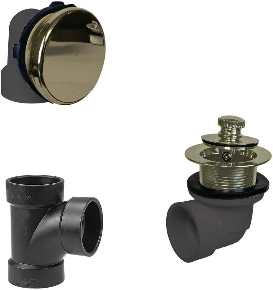 Westbrass Sch. 40 ABS Plumber's Pack Bathtub Trim with Lift & Turn Drain Plug and Illusionary Faceplate, Polished Brass