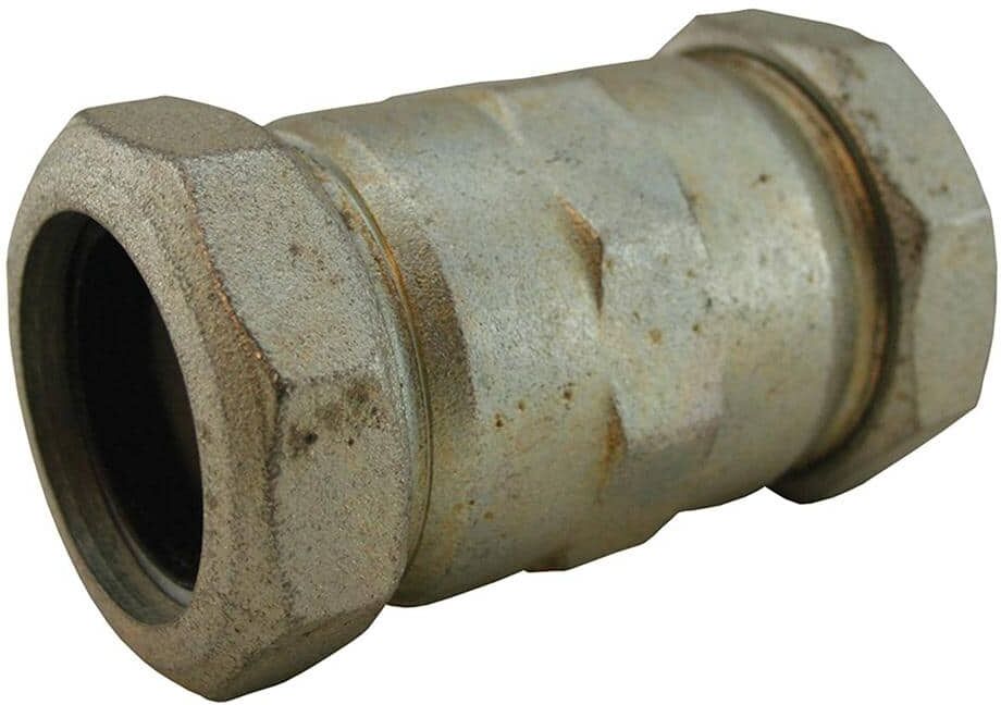 JONES STEPHENS 1-1/4 in. IPS Malleable Iron Compression Coupling, Long Pattern 4-1/8 in. Body Length for IPS & Schedule 40 Pipe Repair