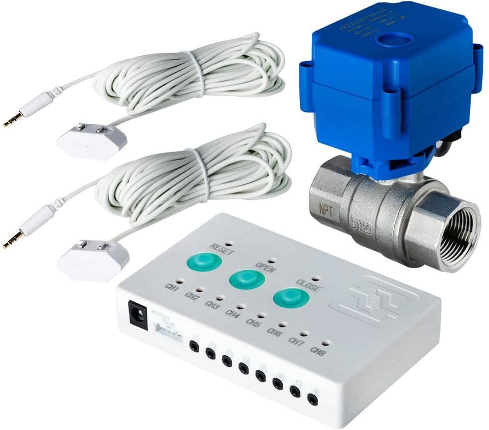 ISPRING Water Leak Detector Alarm System with Automatic Shut-Off Valve and 2 Detection Sensors