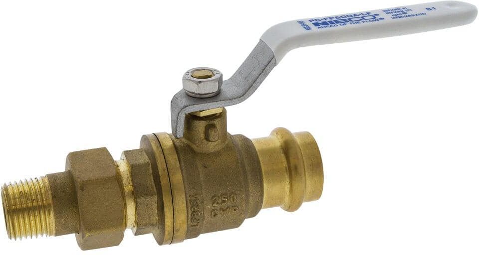 NIBCO 3/4 in. Brass Alloy Lead-Free Press x MIP Union Full Port Ball Valve