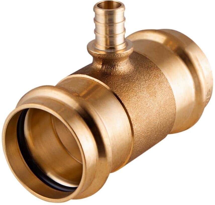 The Plumber's Choice 3/4 in. Pex B x 1 in. Press Lead Free Brass Tee Pipe Fitting