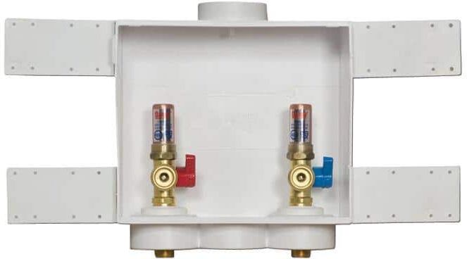 Oatey Quadtro 2 in. Copper Sweat Connection Washing Machine Outlet Box with Water Hammer Arresters