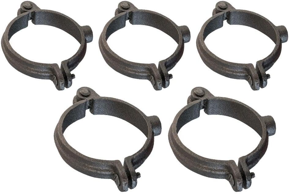 The Plumber's Choice 1-1/4 in. Hinged Split Ring Pipe Hanger, Malleable Iron Clamp with 3/8 in. Rod Fitting, for Suspending Tubing (5-Pack)